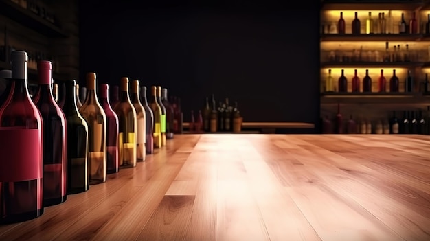 Affiche d'illustration vectorielle réaliste avec une bouteille de vin en verre Generative Ai