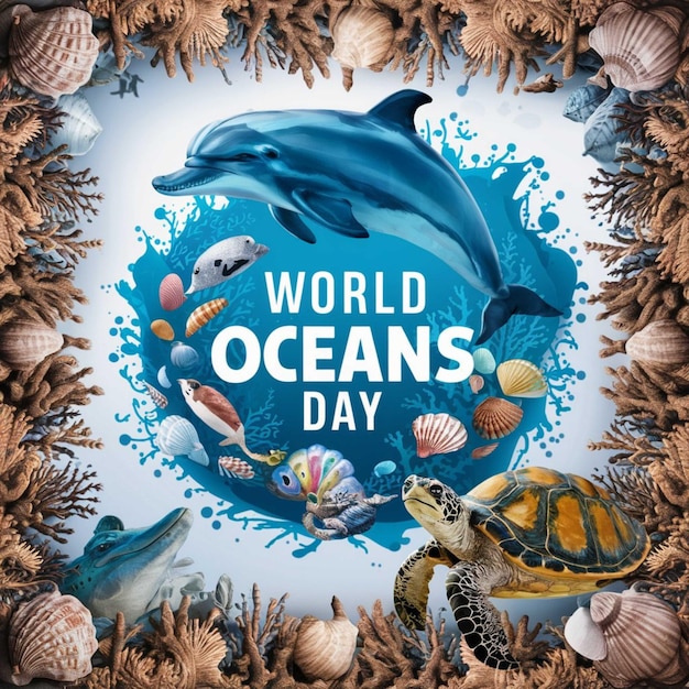 une affiche avec une image des océans et des tortues de mer du monde