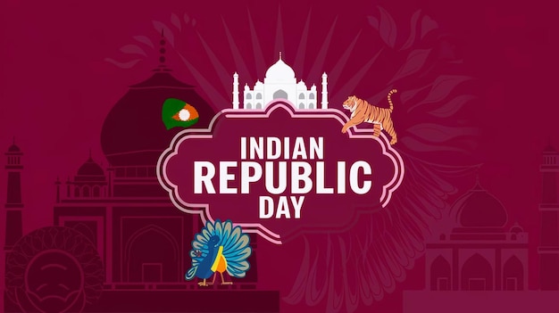 une affiche avec une image de la république indienne indienne écrite dessus