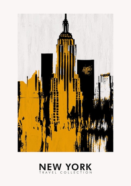 Affiche imprimable de voyage vintage à New York avec effet grunge