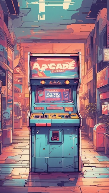 Affiche de jeu d'arcade rétro aux couleurs vives