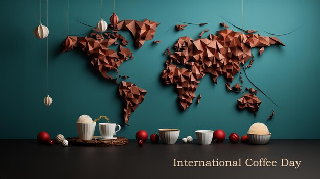 Affiche De La Journée Internationale Du Café Style Origami