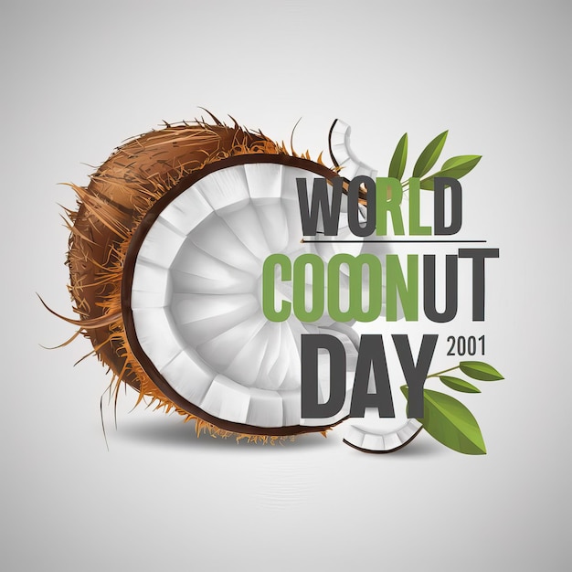 Affiche de la Journée mondiale de la noix de coco avec des noix de Coco fraîches sur Vibrant