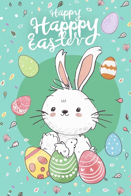 une affiche avec un lapin et des œufs dessus qui dit " im easter "