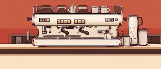 Une affiche de machine à café barista avec espace de copie