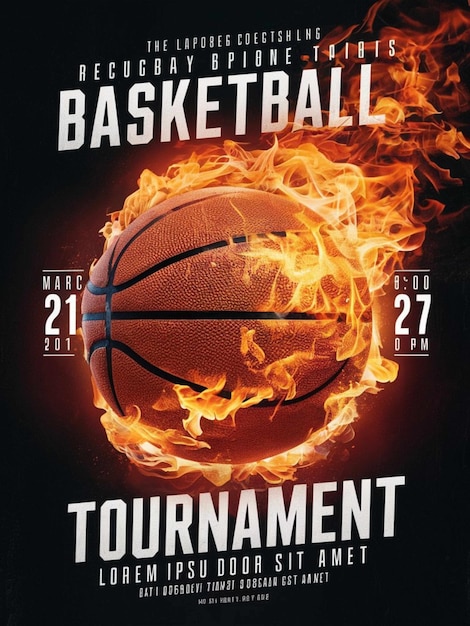 une affiche d'un match de basket-ball avec les mots jeu de basketball dessus