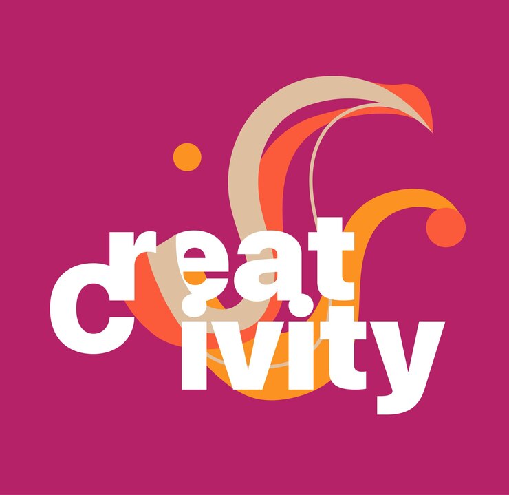 Photo affiche avec le mot créativité sur un fond coloré