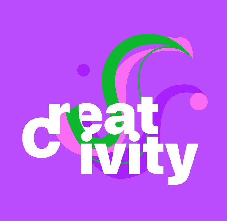 Photo affiche avec le mot créativité sur un fond coloré