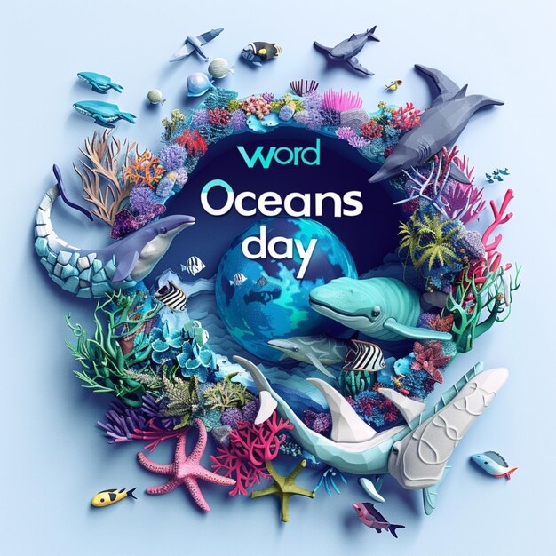 une affiche avec le mot " jour de l'océan " en arrière-plan