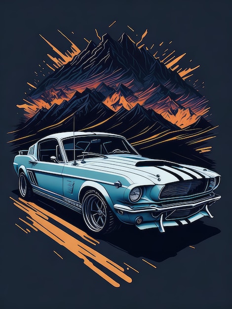 Une affiche d'un mustang avec le mot ford dessus