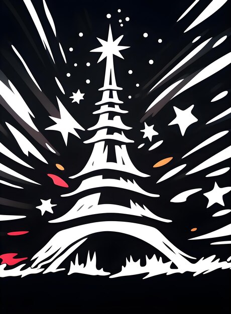 Photo affiche de noël abstraite avec la tour eiffel