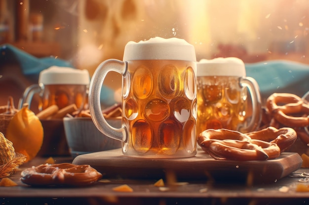 Affiche de nourriture et de bière de l'Oktoberfest Générez Ai