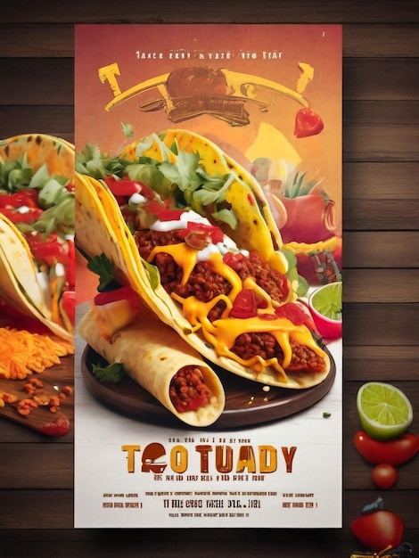 affiche de nourriture mexicaine avec tacos conception d'illustration vectorielle