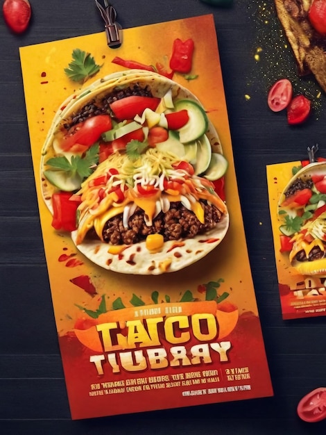 Affiche de nourriture TacosFlyer Illustration d'une affiche de design vintage et grunge à texture