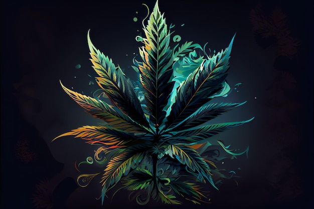 Affiche Oeuvre Moderne Cannabis Concept Abstrait Cannabis AI Générative