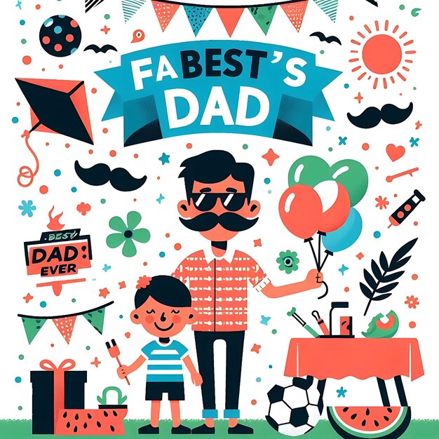Photo une affiche d'un père et d'un fils avec une bannière qui dit le mieux sur elle