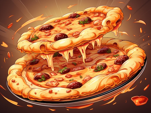 Affiche de pizza en HD 8K papier peint d'illustration vectorielle Image de base