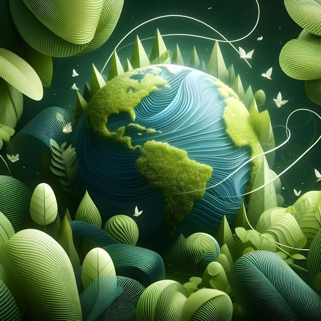 une affiche d'une planète avec une planète verte et les mots " la terre " sur elle