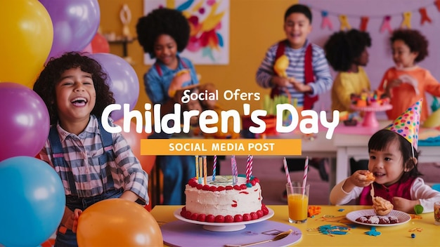une affiche pour l'anniversaire d'un enfant avec une affiche disant "jour de l'enfant"
