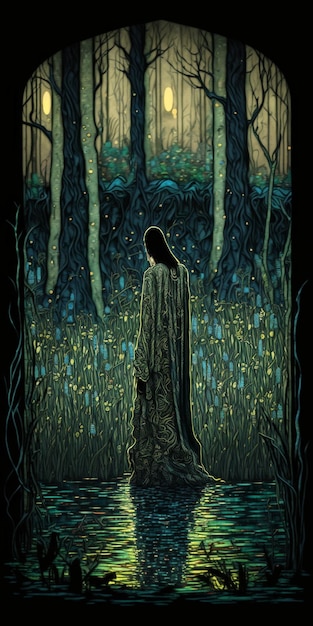 Une affiche pour la carte de tarot de la sorcière de la nature