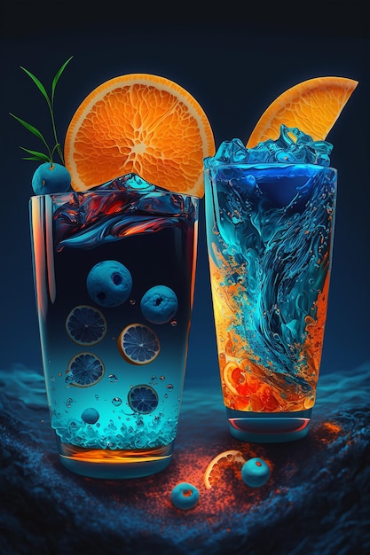 Une affiche pour un cocktail appelé myrtille.