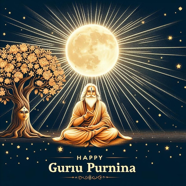 Photo une affiche pour un dieu yamuna avec un arbre et la lune derrière lui