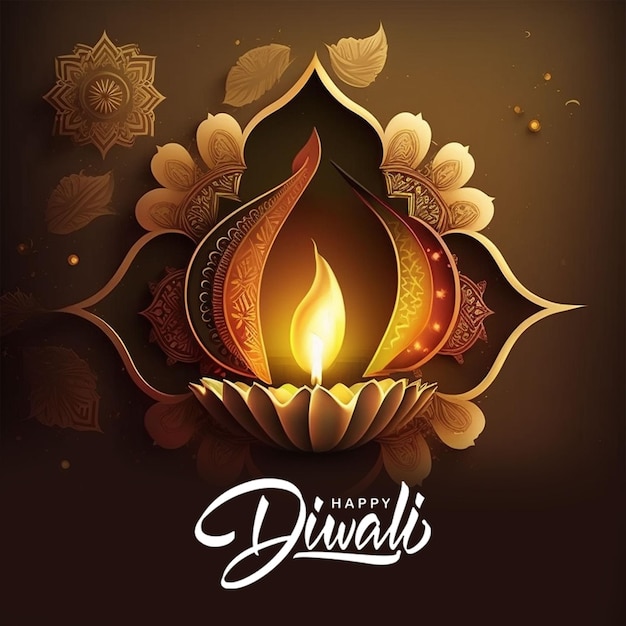 Une affiche pour diwali avec une bougie au milieu