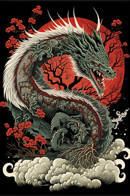 Une affiche pour un dragon japonais appelé le dragon.