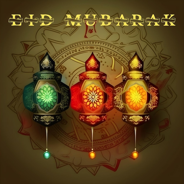 Une affiche pour eid mubarak avec les mots eid mubarak dessus.