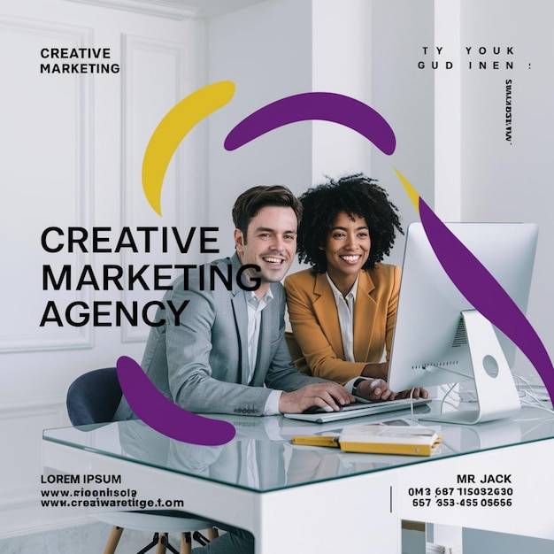 Photo une affiche pour une entreprise appelée marketing créatif