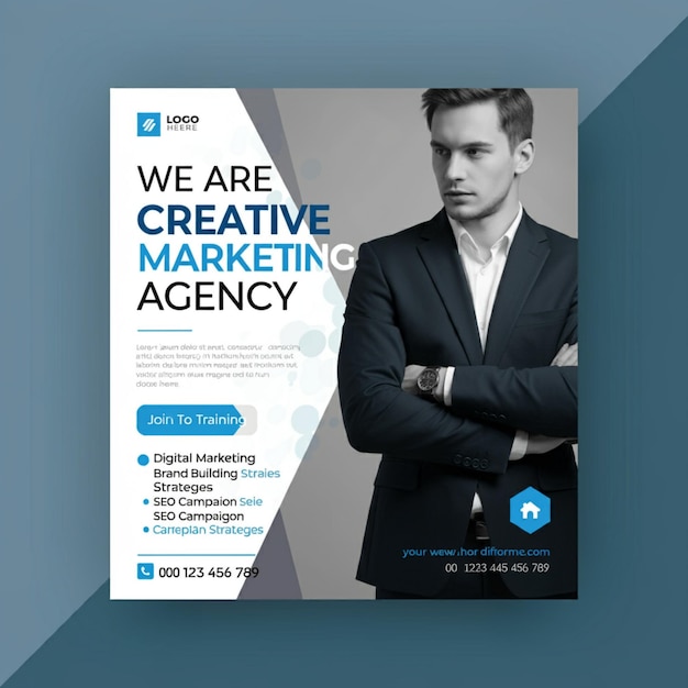 une affiche pour une entreprise qui dit que nous faisons du marketing