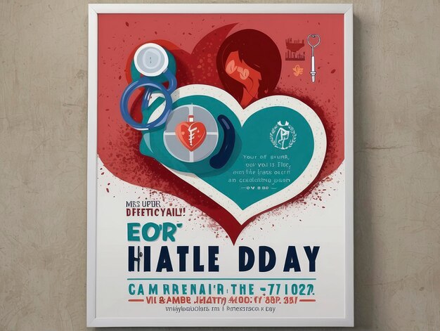Photo une affiche pour un événement de bienfaisance avec un cœur et un stéthoscope