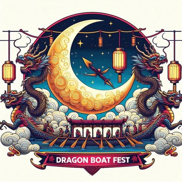 Photo une affiche pour le festival du bateau dragon avec un dragon sur le dessus