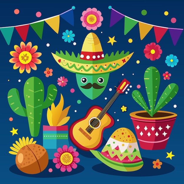 une affiche pour une fête avec cactus cactus et cactus
