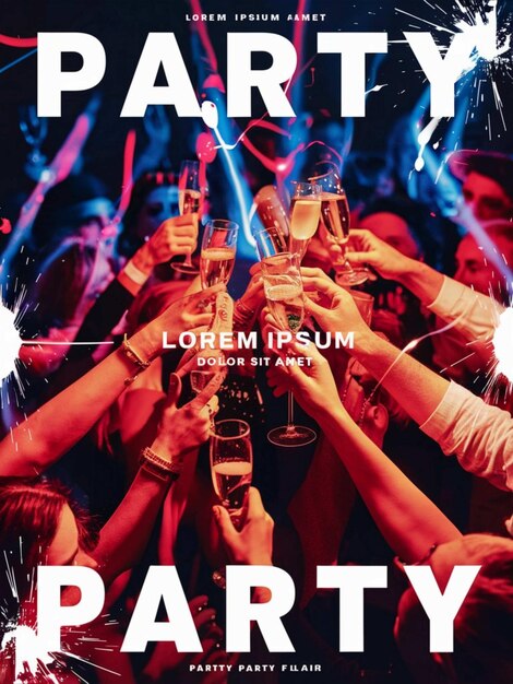 Photo une affiche pour une fête avec des gens tenant des boissons