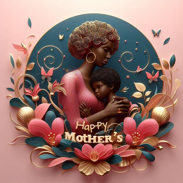 Photo une affiche pour la fête des mères avec une mère et son enfant