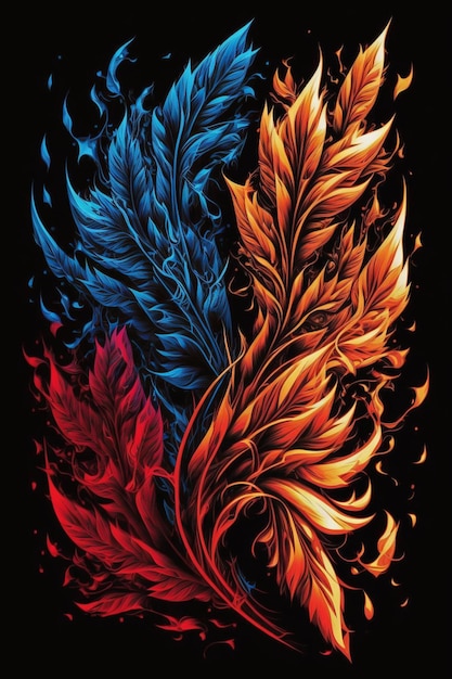 Une affiche pour un feu et des plumes montre les couleurs des plumes.