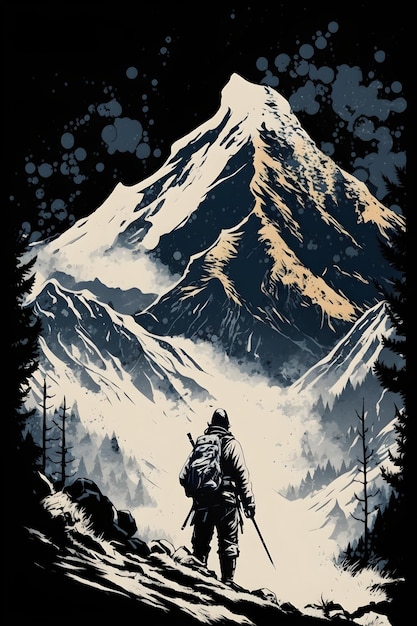 Une affiche pour le film la montagne est montrée.