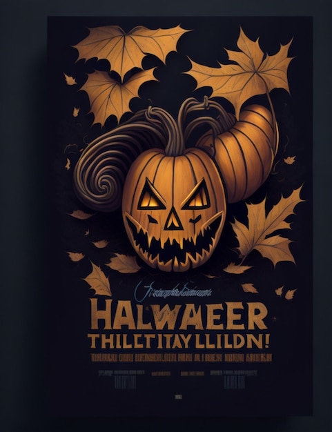 une affiche pour Halloween avec une citrouille dessus