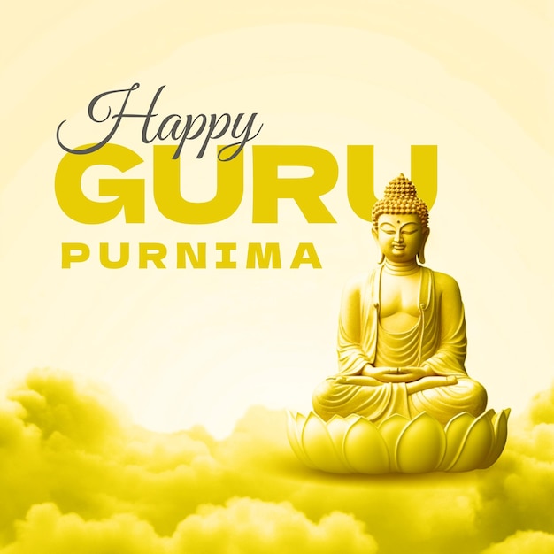 Une affiche pour happy guru purnima avec un fond jaune