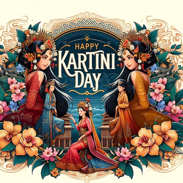 Photo une affiche pour le jour du bonheur de vector hari kartini