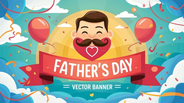 une affiche pour le jour des pères avec une moustache et un ballon