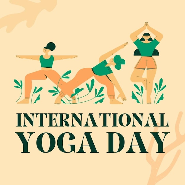 une affiche pour la journée internationale du yoga avec une photo d'un homme faisant du yoga