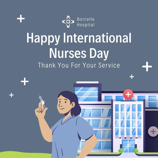 une affiche pour la journée internationale des infirmières à l'hôpital avec une femme tenant un téléphone