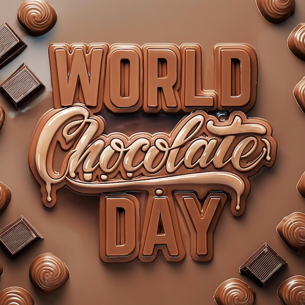 Photo une affiche pour la journée mondiale du chocolat avec des chocolats en arrière-plan