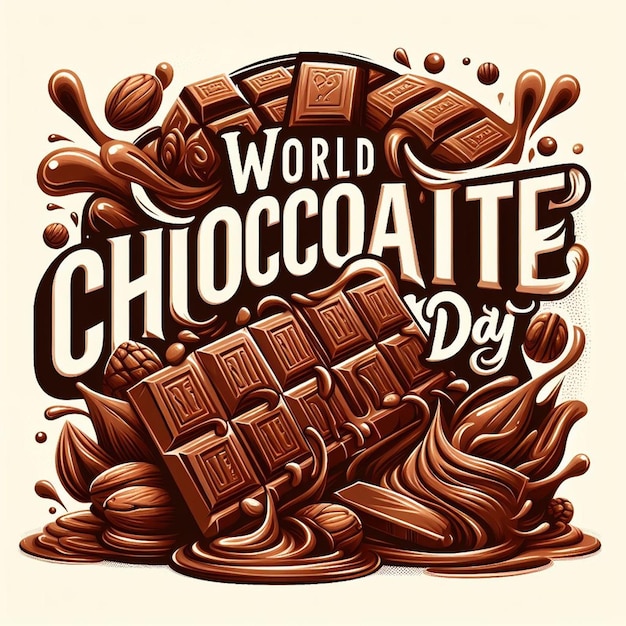 Photo une affiche pour la journée mondiale du chocolat avec une citation du chocolat mondial
