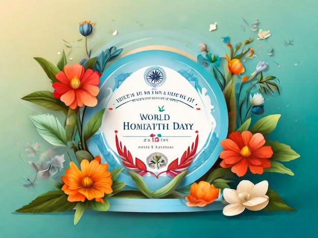 une affiche pour la journée mondiale avec des fleurs et une étiquette disant journée mondiale