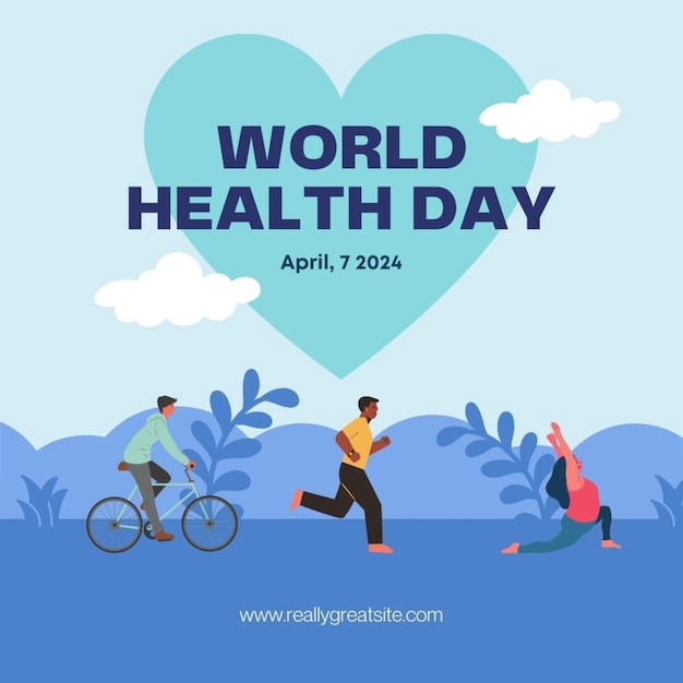 une affiche pour la Journée mondiale de la santé avec un cœur qui dit Journée internationale de la santé