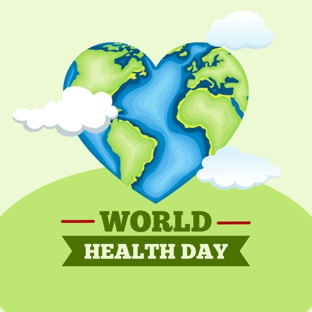 une affiche pour la Journée mondiale de la santé avec un cœur qui dit Journée internationale de la santé