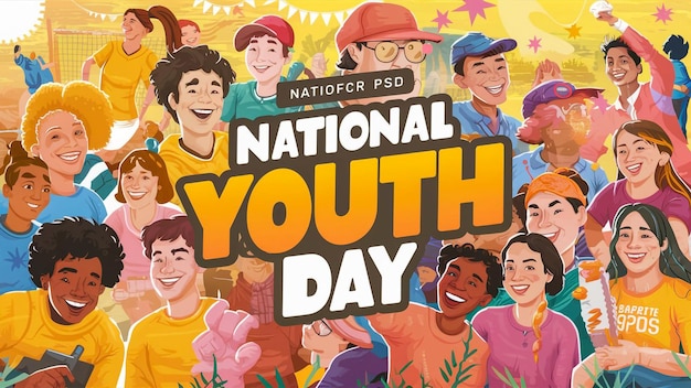 Photo une affiche pour la journée nationale de la jeunesse avec un fond coloré